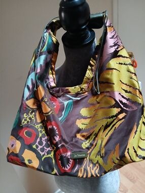 Jim Thompson Pure Thai Silk Twill Hobo Bag With Matching Internal Pouch